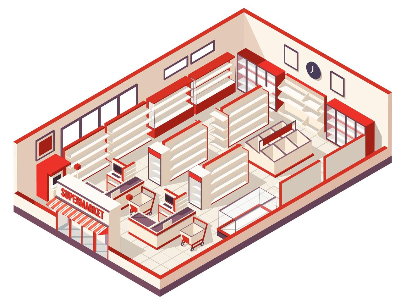 composizione isometrica del supermercato vettore