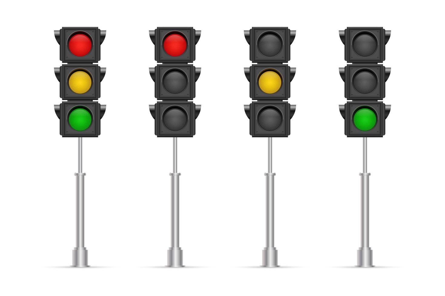 quattro semafori isolati vettore