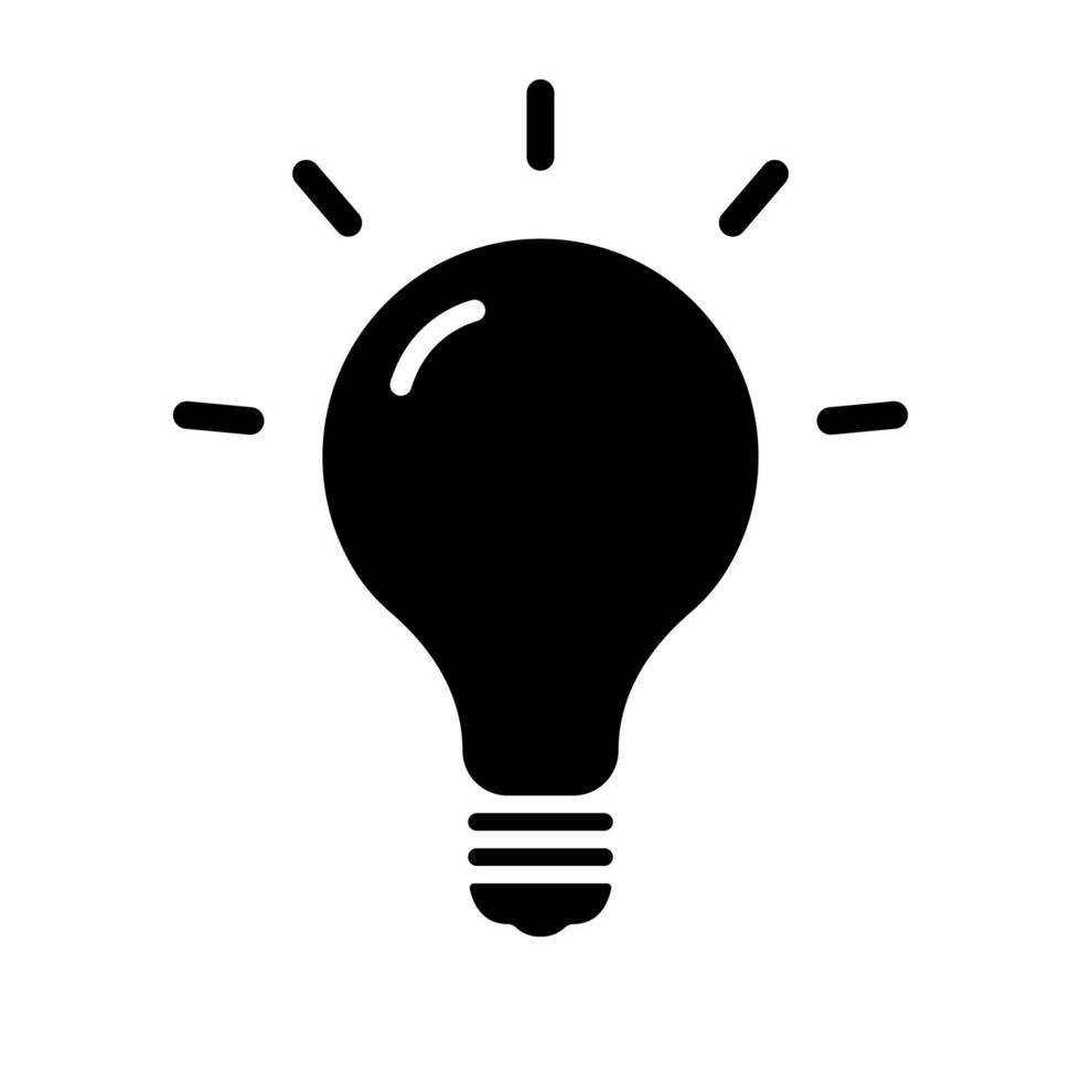 lampada silhouette icona. leggero lampadina nero icona. creativo idea simbolo. innovazione e ispirazione concetto. vettore isolato illustrazione.