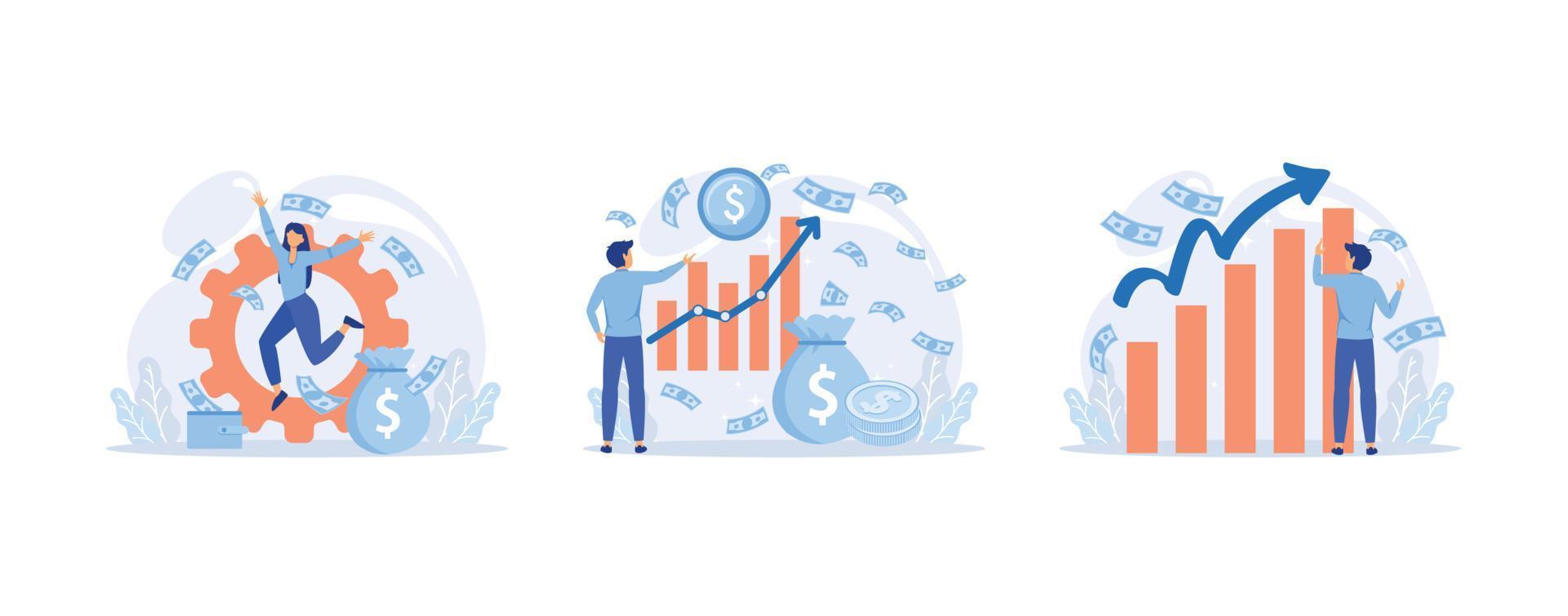 investimento, Salvataggio i soldi e finanza crescita, analisi grafici e indicatori di reddito crescita. investimento reddito a partire dal valori e altro non commerciale investimenti dividendi vettore