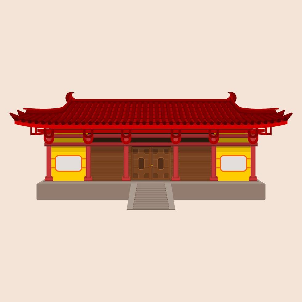 modificabile largo tradizionale Cinese Casa edificio vettore illustrazione per opera d'arte elemento di orientale storia e cultura relazionato design