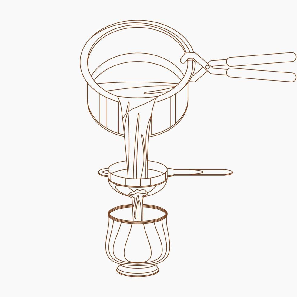 modificabile scrosciante e filtraggio indiano masala chai in ceramica tazza vettore illustrazione nel schema stile per opera d'arte elemento di bevande con Sud asiatico cultura e tradizione design