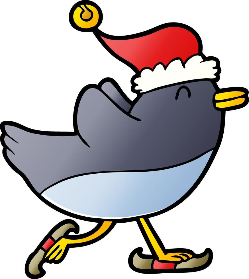 ghiaccio pattinando pinguino con Natale cappello vettore