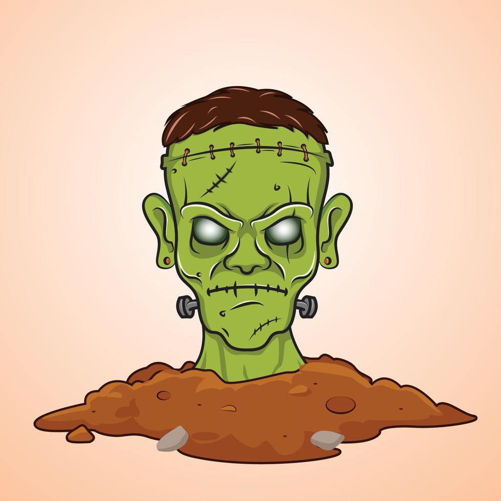 Frankenstein testa cartone animato premio vettore illustrazione