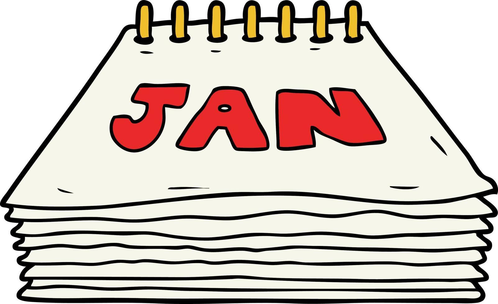 cartone animato calendario su gennaio pagina vettore