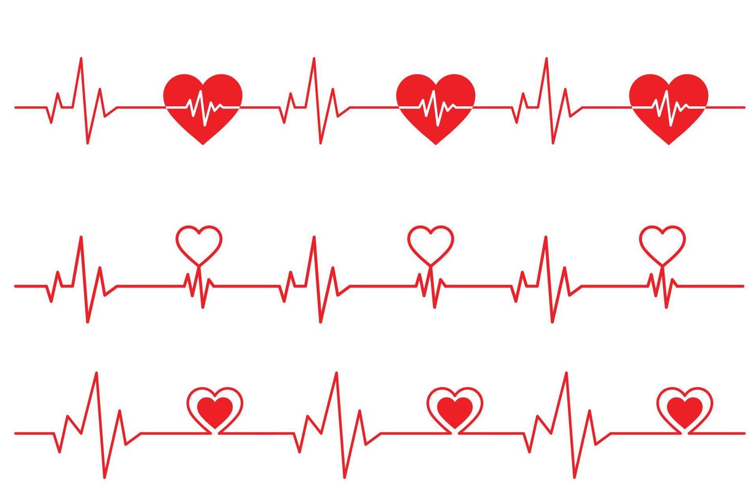 vettore illustrazione battito cardiaco linea e ecg - ekg segnale impostato