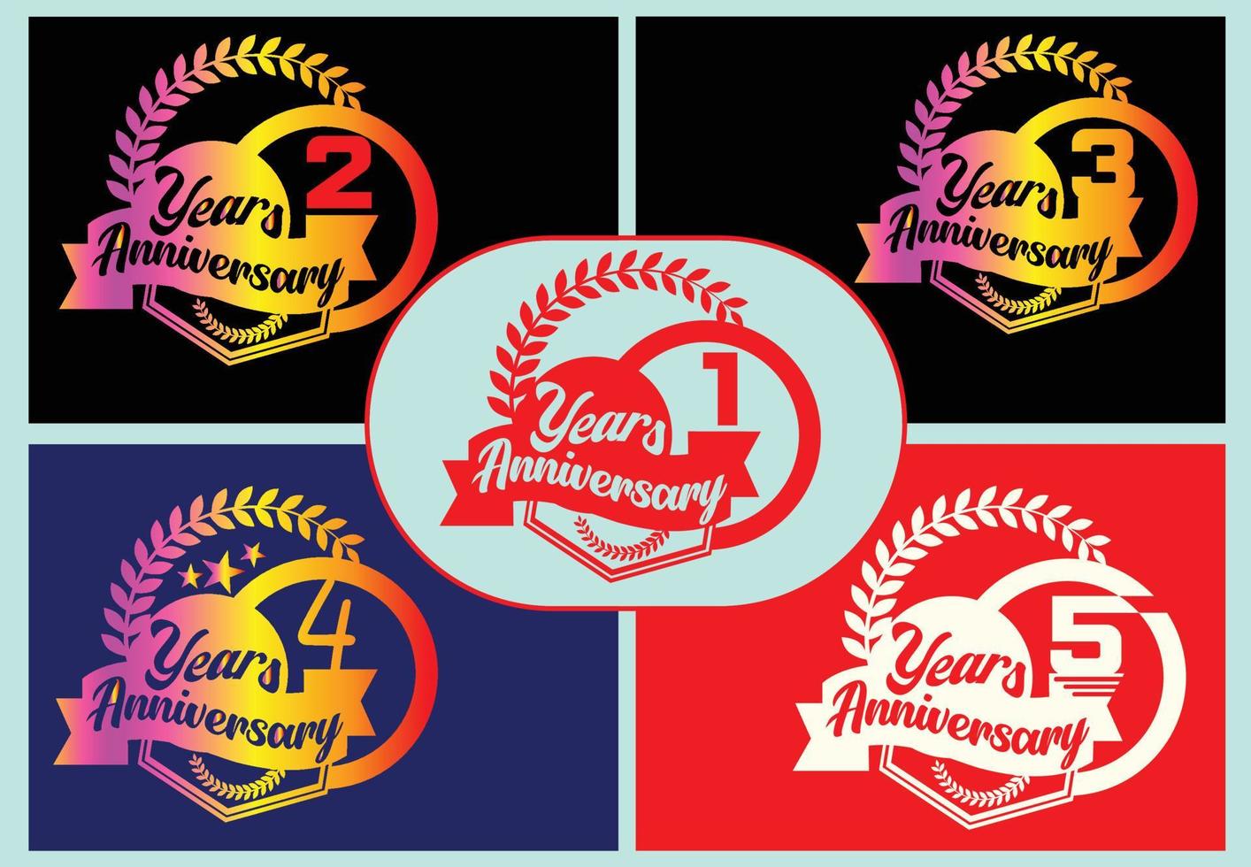 1 per 5 anni anniversario logo e etichetta design modello vettore