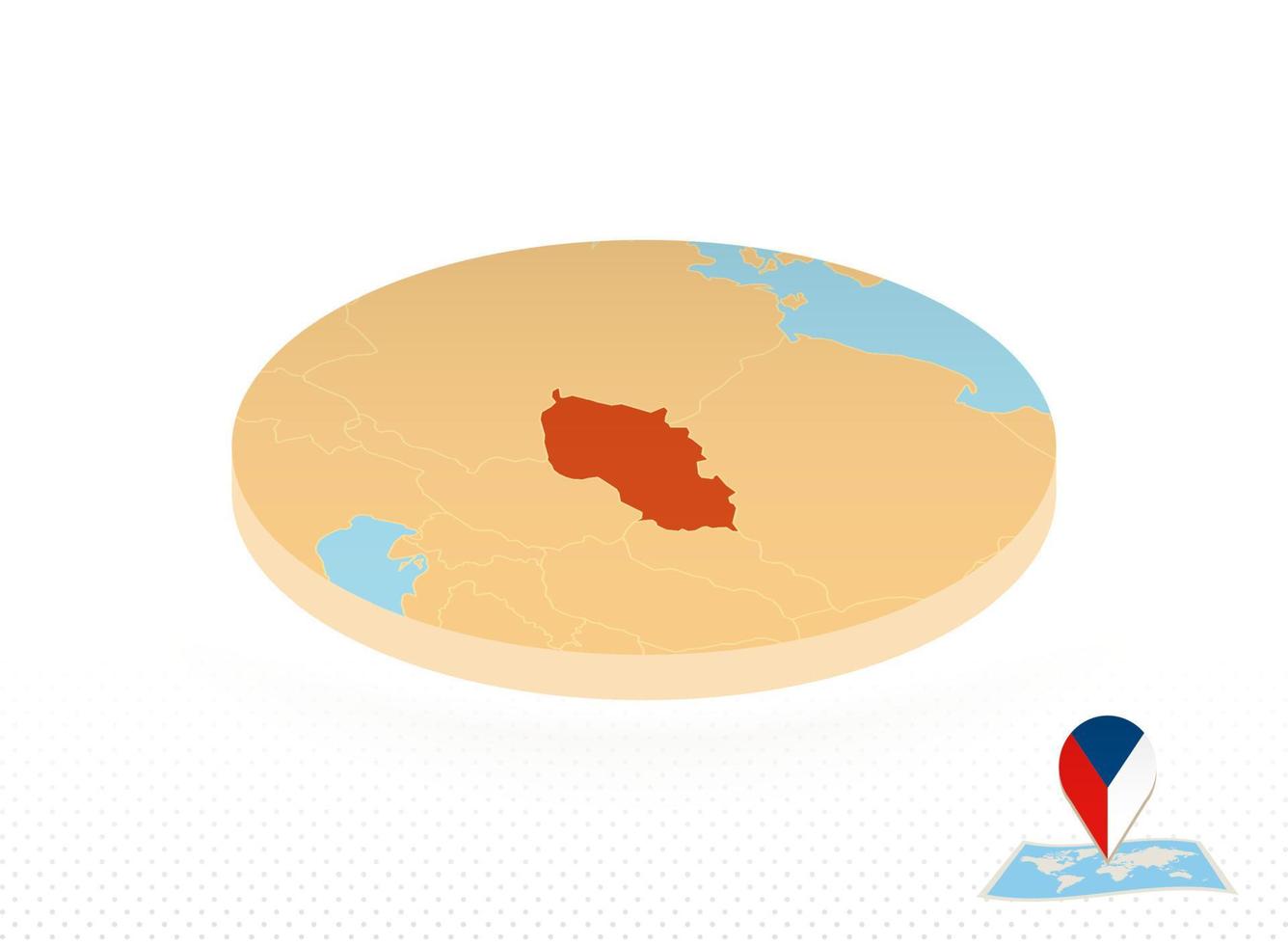 ceco repubblica carta geografica progettato nel isometrico stile, arancia cerchio carta geografica. vettore