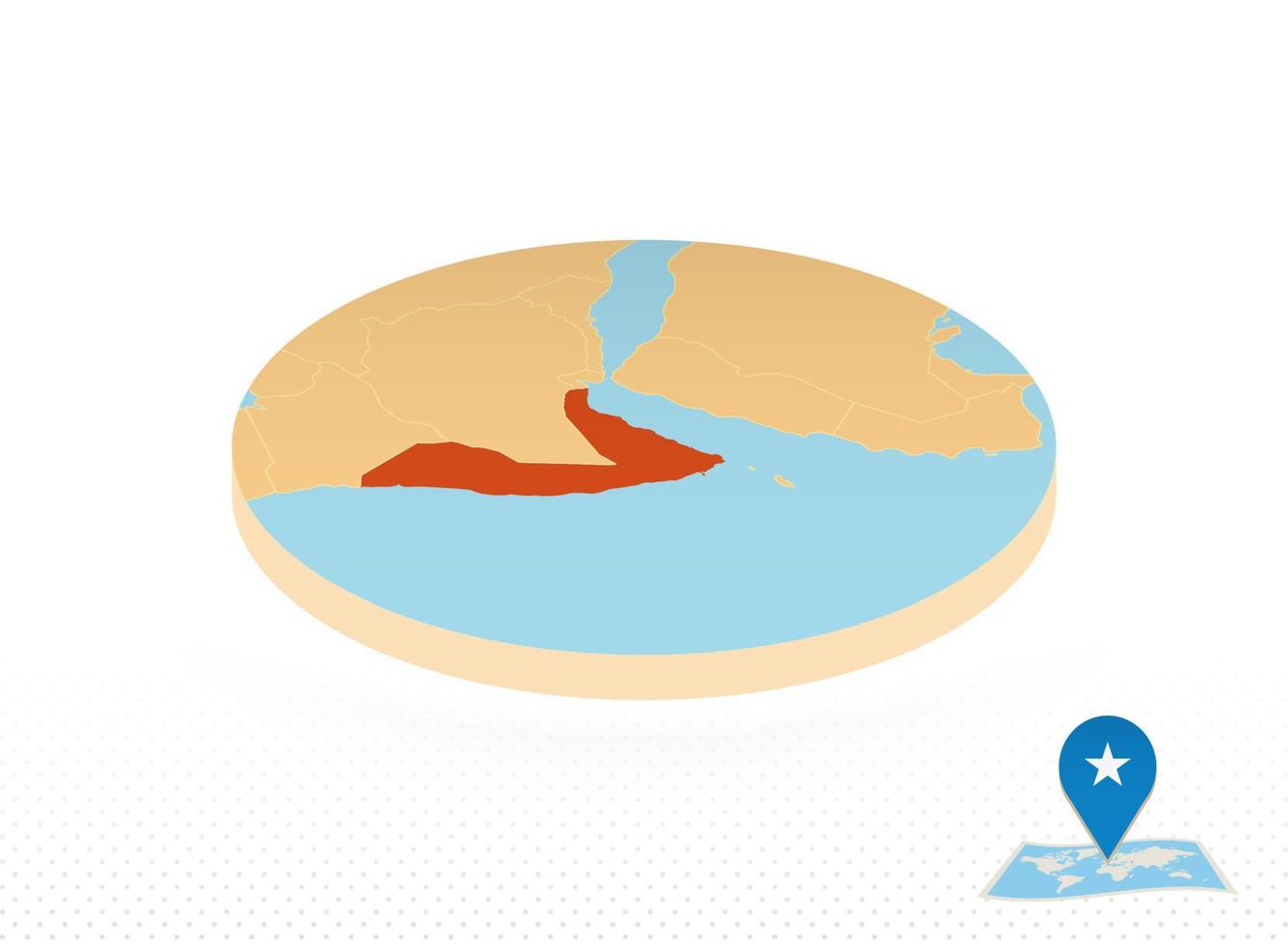 Somalia carta geografica progettato nel isometrico stile, arancia cerchio carta geografica. vettore