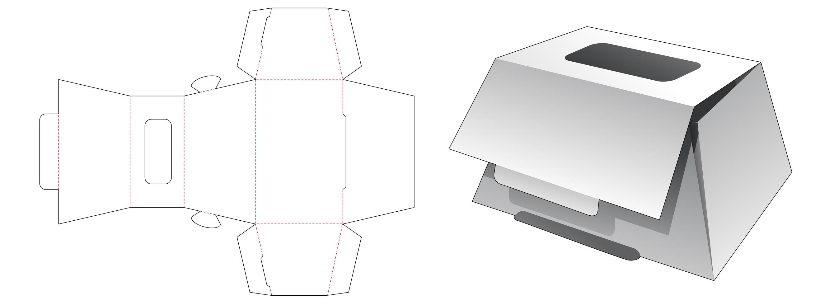 scatola da forno a forma trapezio con finestra superiore vettore