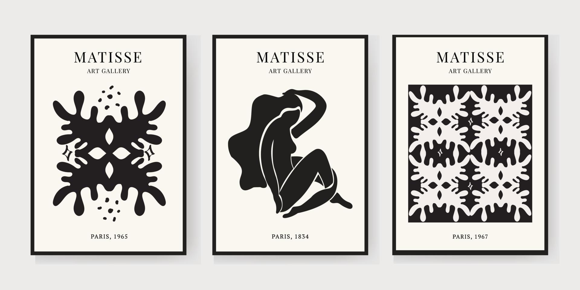 set d'arte astratta matisse, arte moderna estetica, arte minimalista, illustrazione, vettore, poster, cartolina. un insieme di arte creativa di moda astratta vettore