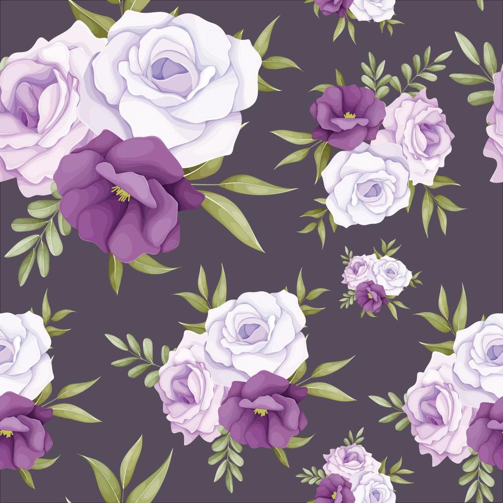 elegante floreale senza soluzione di continuità modello con bellissimo viola fiore vettore