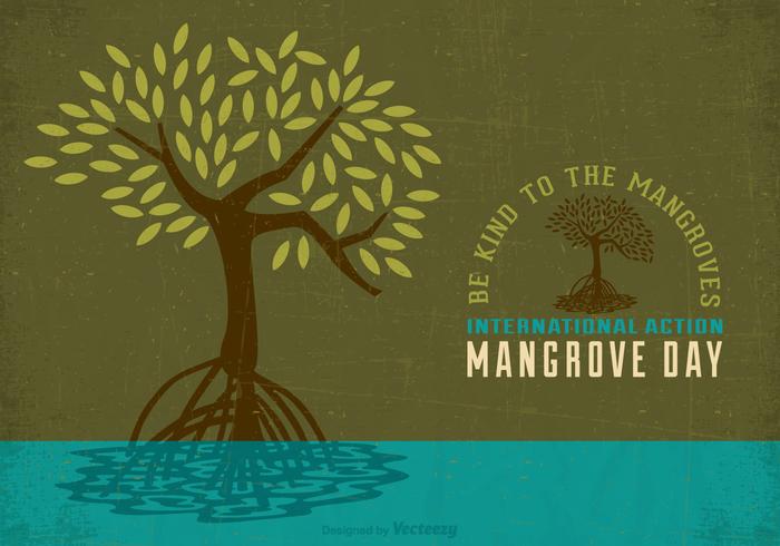 Manifesto di vettore di giorno di azione internazionale di mangrovie gratis