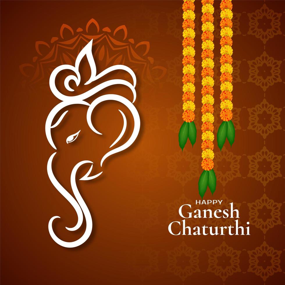 carta decorativa del festival di colore marrone ganesh chaturthi vettore