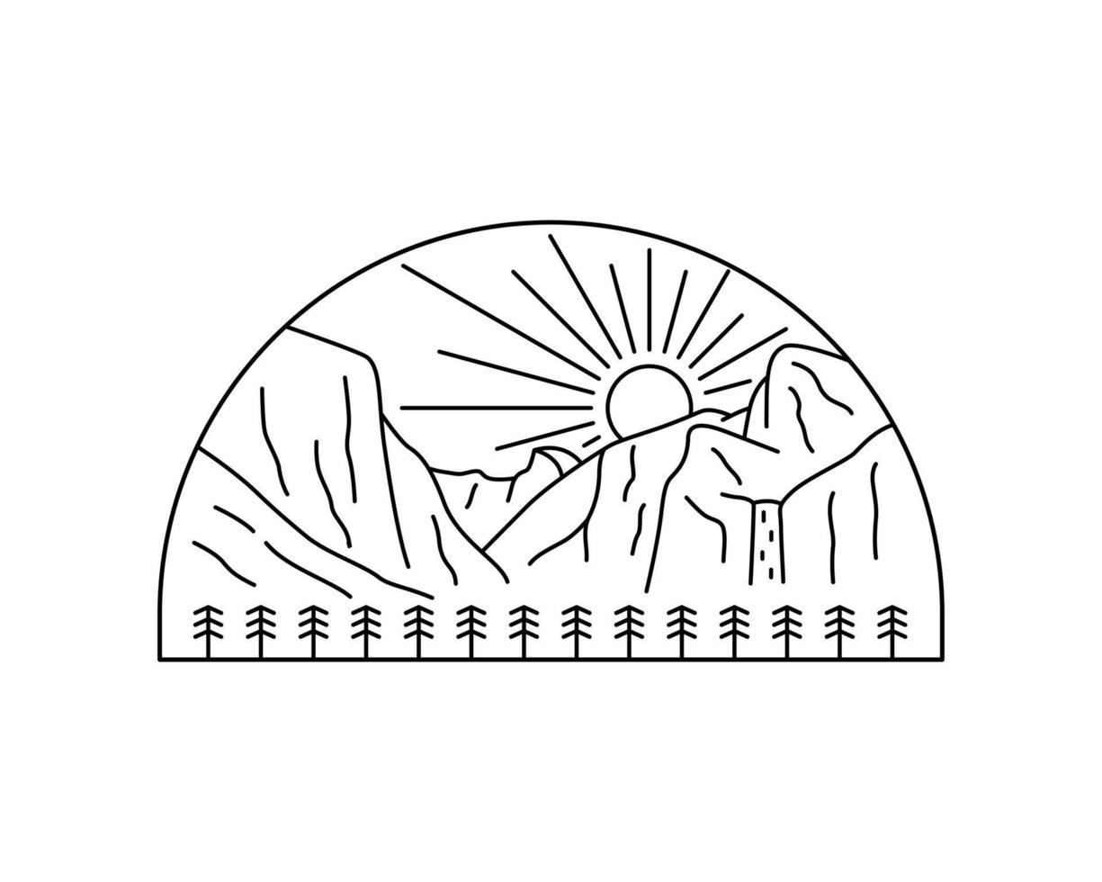 mono linea vettore di Yosemite nazionale parco design per maglietta, distintivo, etichetta, e altro uso