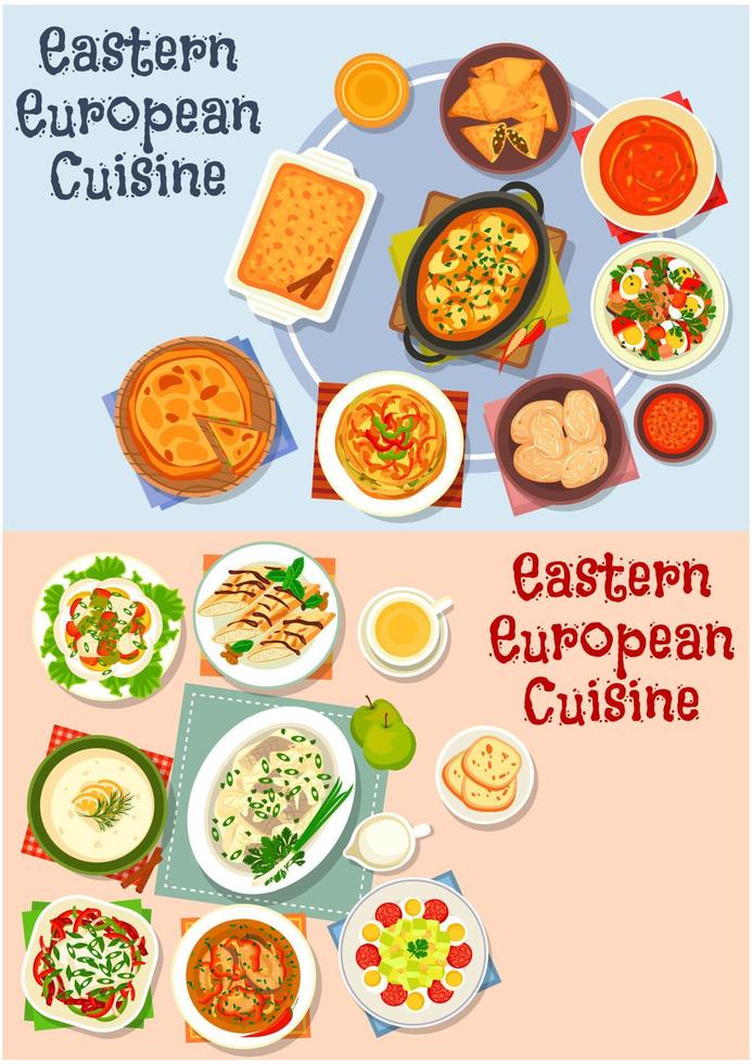 orientale europeo cucina icona impostato per cibo design vettore