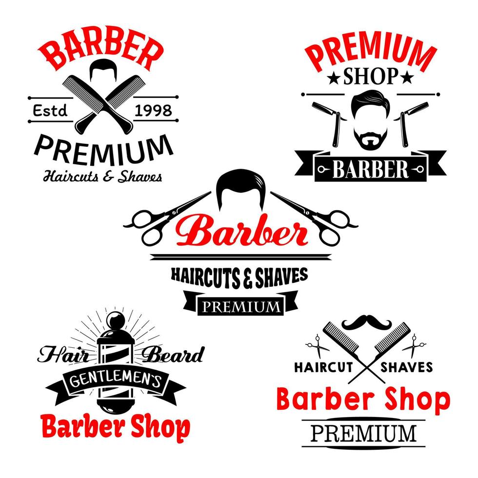 barbiere negozio premio salone vettore icone impostato