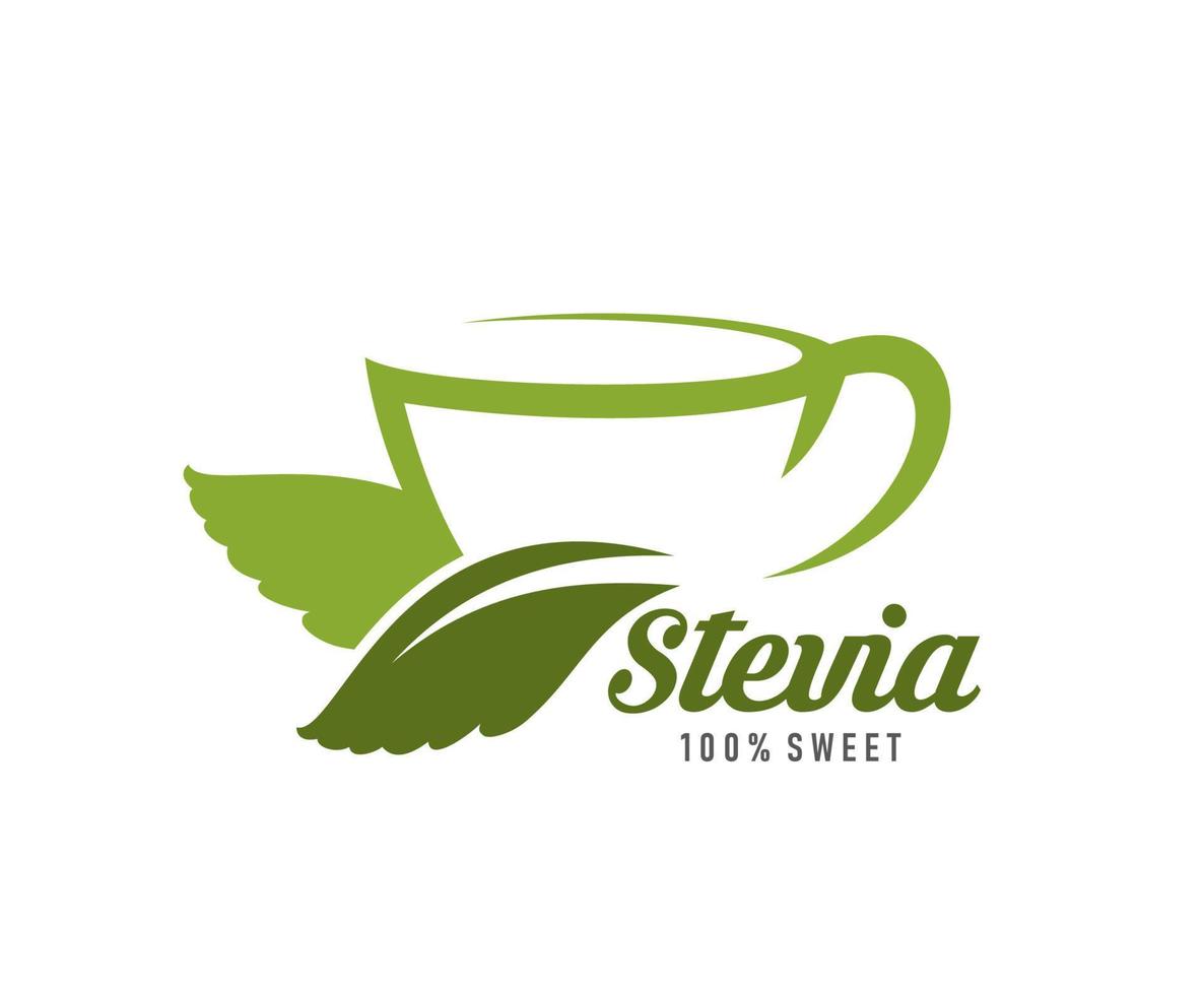 Stevia foglia naturale dolcificante verde icona vettore