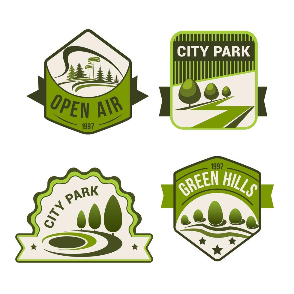 città parco verde vettore icone impostato
