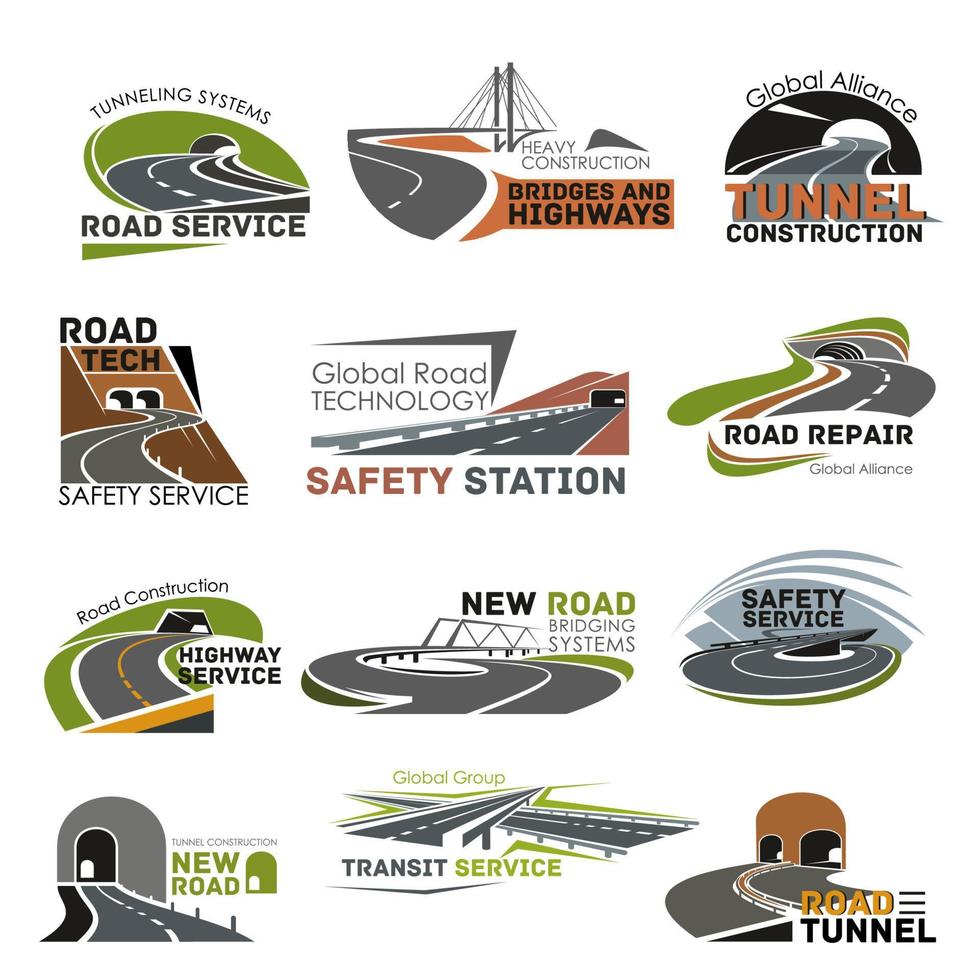 strada e autostrada costruzione icona impostato vettore