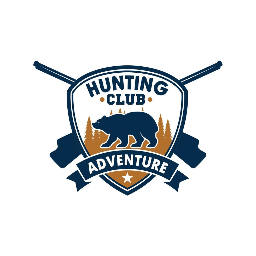 a caccia club sportivo distintivo con selvaggio orso vettore