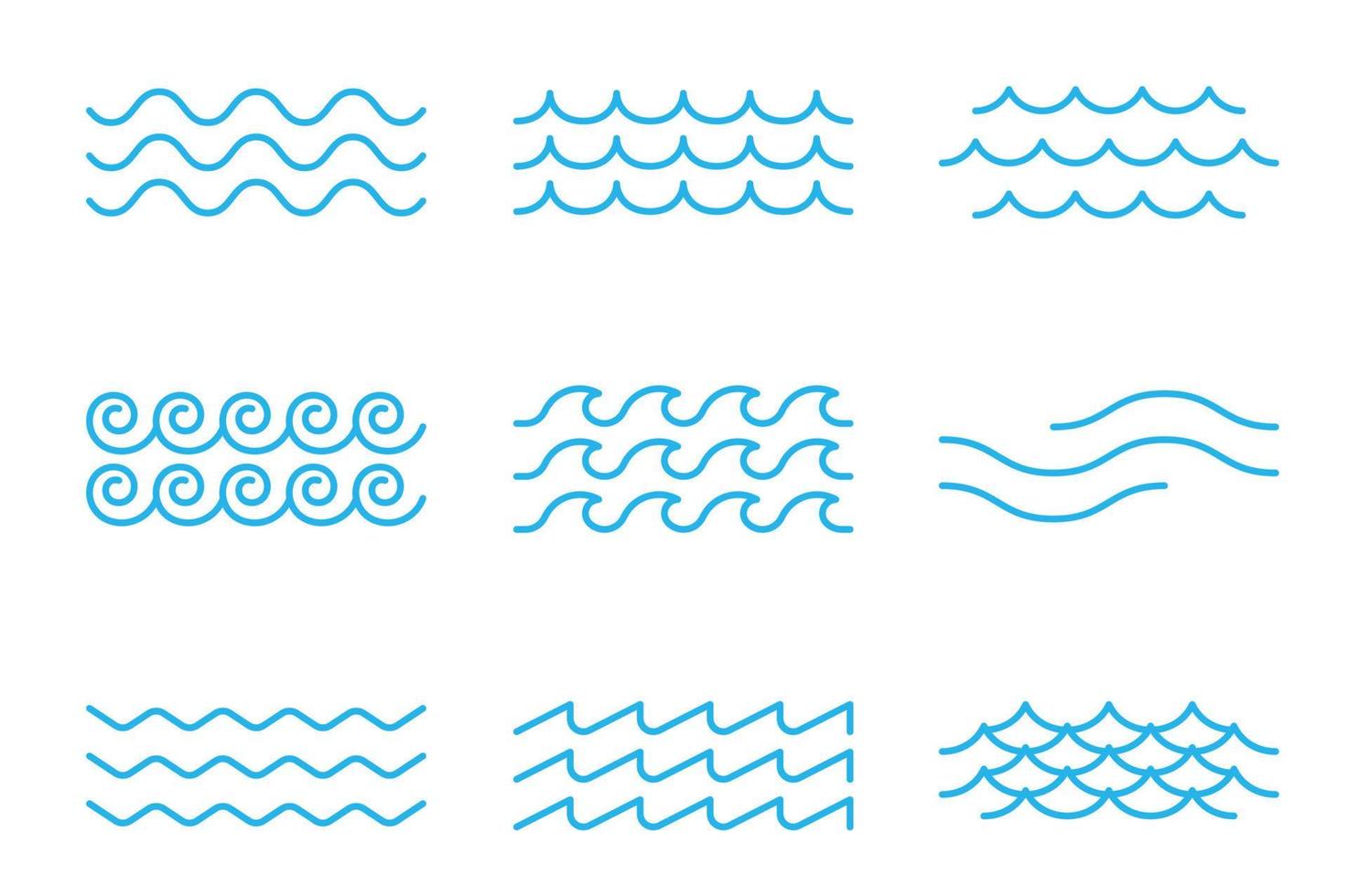 schema mare o oceano Surf onda icone, marea modello vettore