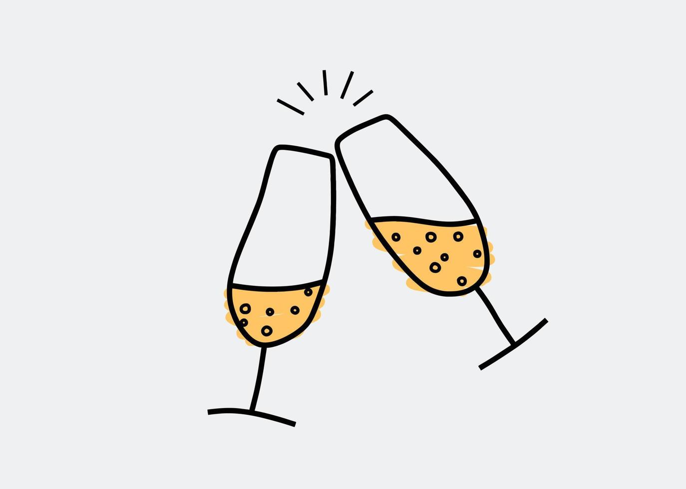 mano disegnato paio di Champagne bicchieri per compleanno festa. vettore illustrazione