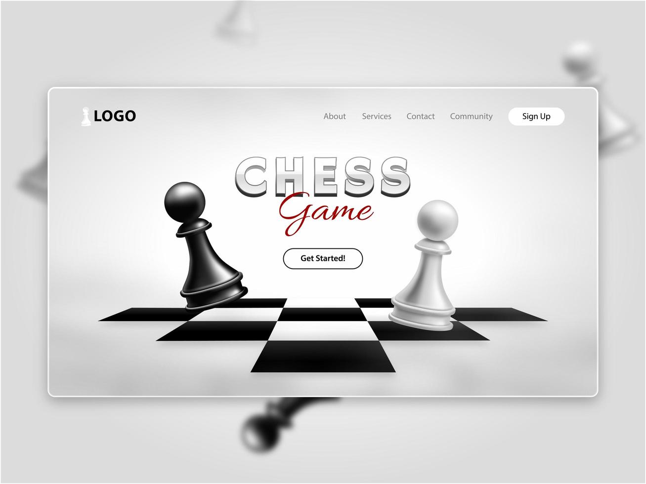 pagina di destinazione del gioco di scacchi realistico vettore