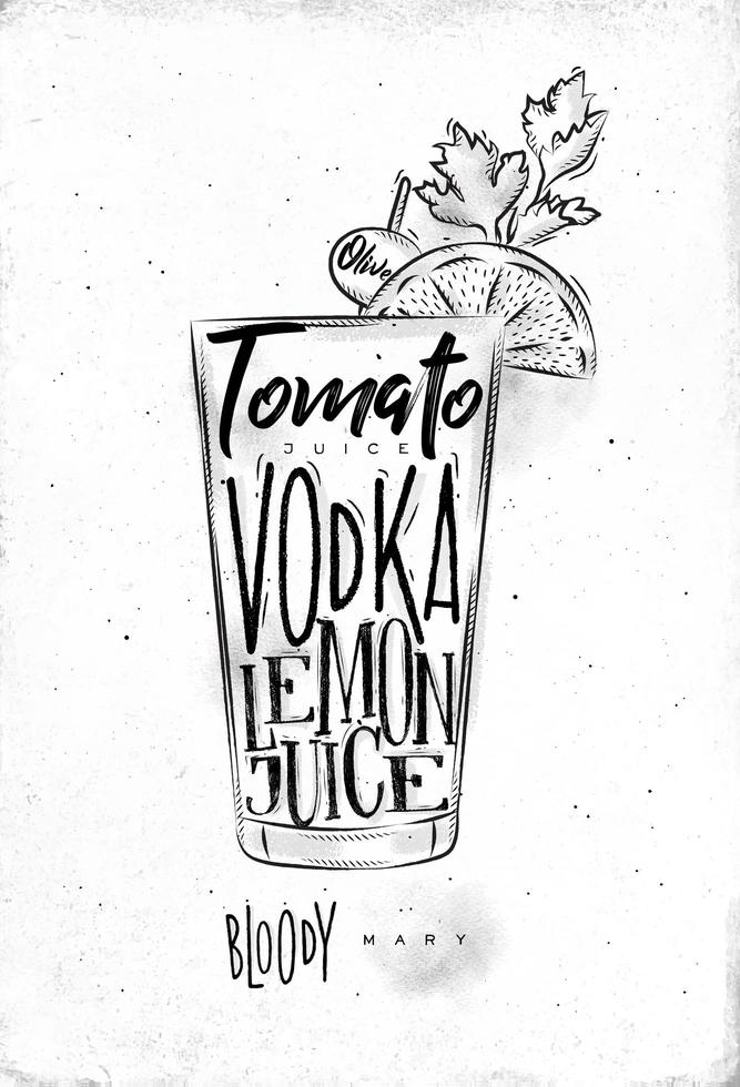 poster di cocktail bloody mary vettore