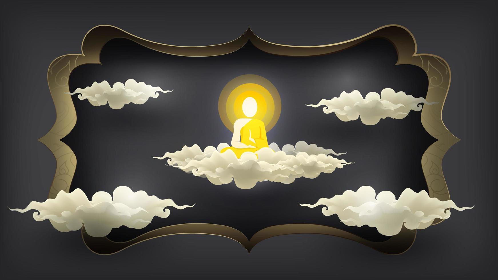 astratto monaco mediazione ubicazione sulla nuvola bianca vettore
