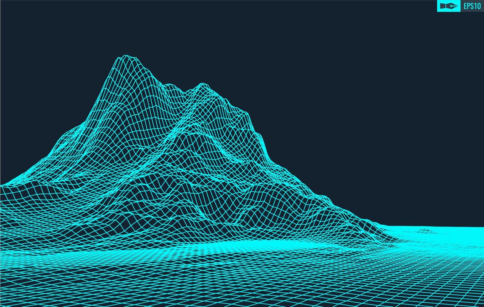 3d wireframe terreno largo angolo eps10 vettore