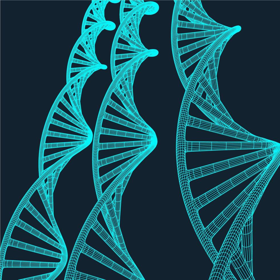 grigio dna con poligono linea su blu sfondo. poligonale spazio Basso poli con collegamento puntini e Linee. connessione struttura. vettore scienza sfondo.