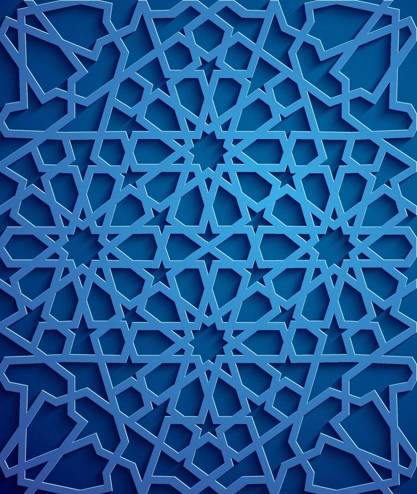 islamico ornamento vettore , persiano motivo . 3d Ramadan islamico il giro modello elementi . geometrico circolare ornamentale Arabo simbolo vettore . blu sfondo