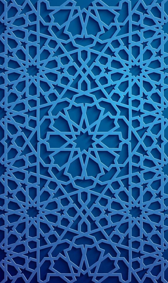 islamico ornamento vettore , persiano motivo . 3d Ramadan islamico il giro modello elementi . geometrico circolare ornamentale Arabo simbolo vettore . blu sfondo