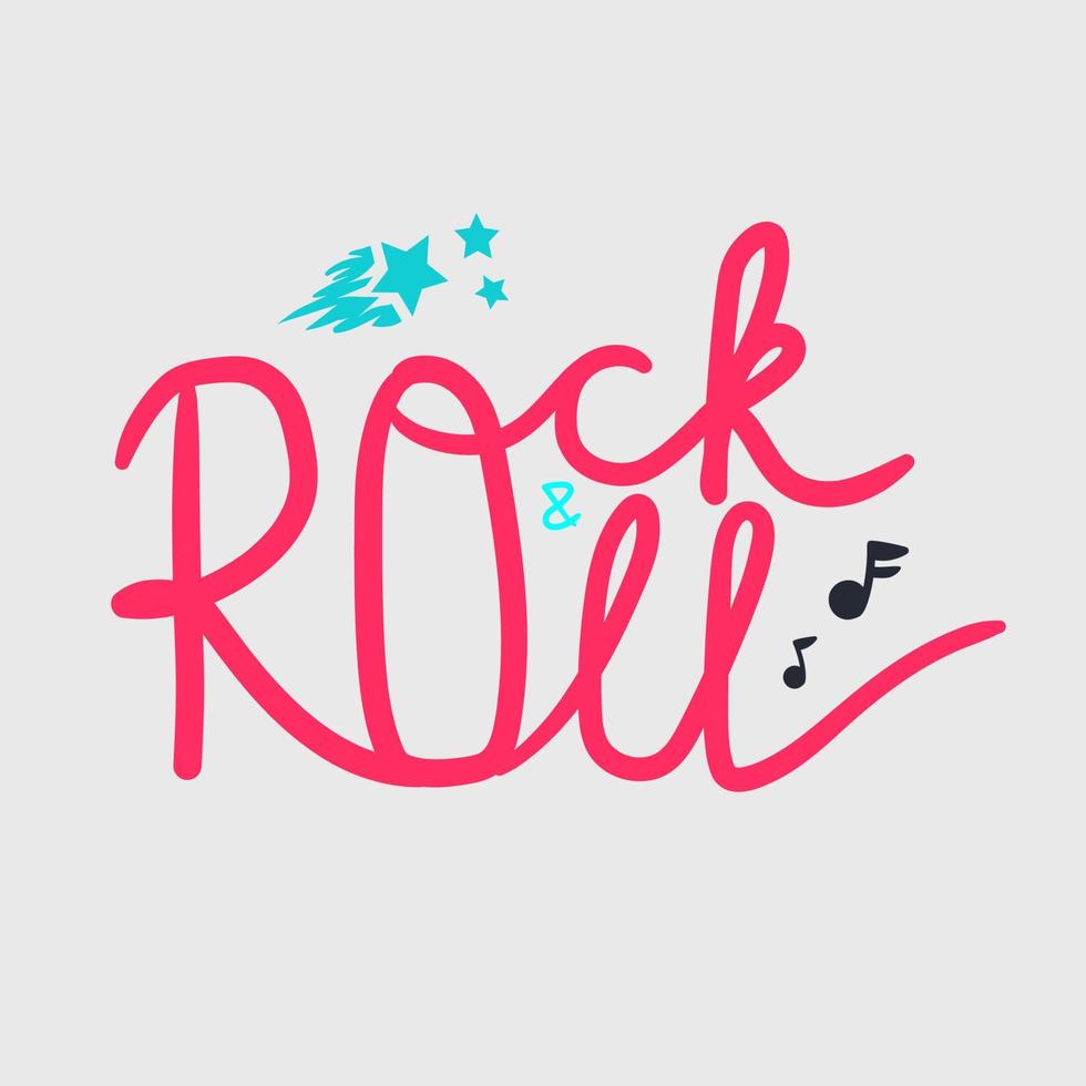 lettering rock and roll vettore