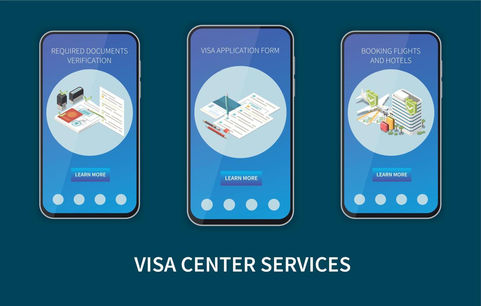 Visa centro Servizi isometrico concetto vettore