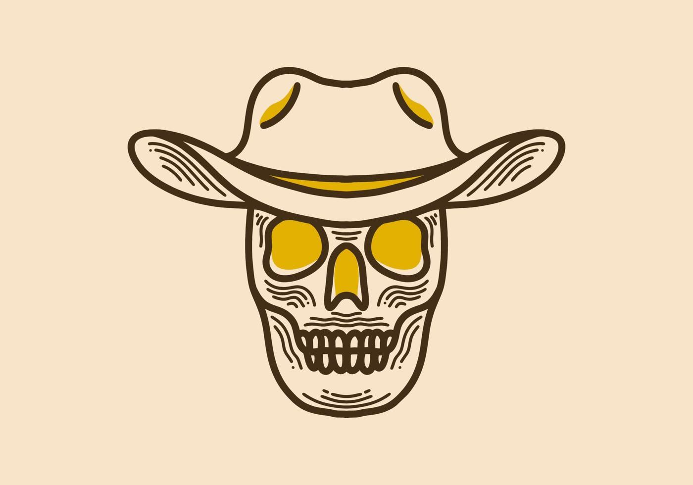 Vintage ▾ stile illustrazione di un' cranio indossare un' cowboy cappello vettore