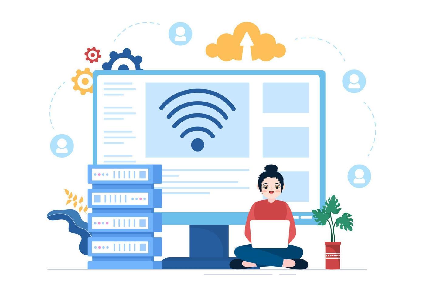 intranet Internet Rete connessione tecnologia per Condividere confidenziale azienda informazione nel modello mano disegnato cartone animato piatto illustrazione vettore