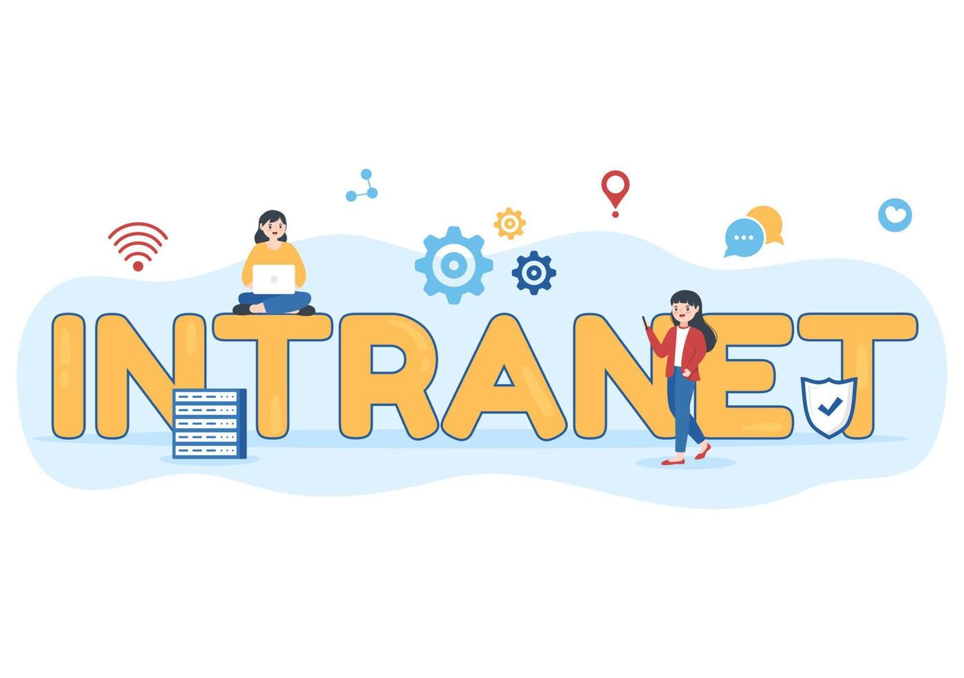 intranet Internet Rete connessione tecnologia per Condividere confidenziale azienda informazione nel modello mano disegnato cartone animato piatto illustrazione vettore