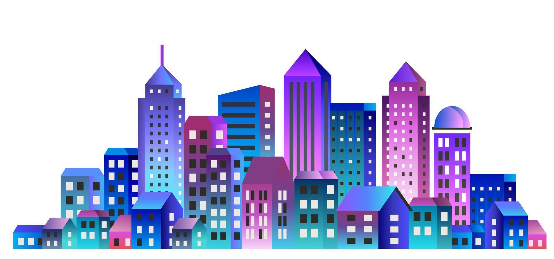 silhouette della struttura della città centro urbano moderno strada di architettura con un edificio, torre, grattacielo. sfondo del paesaggio skyline di paesaggio urbano per l'illustrazione di concetto di affari vettore