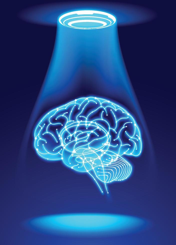 tecnologia e scienza illustrazione di un' Rete di intelligenza connessioni nel il umano cervello. vettore