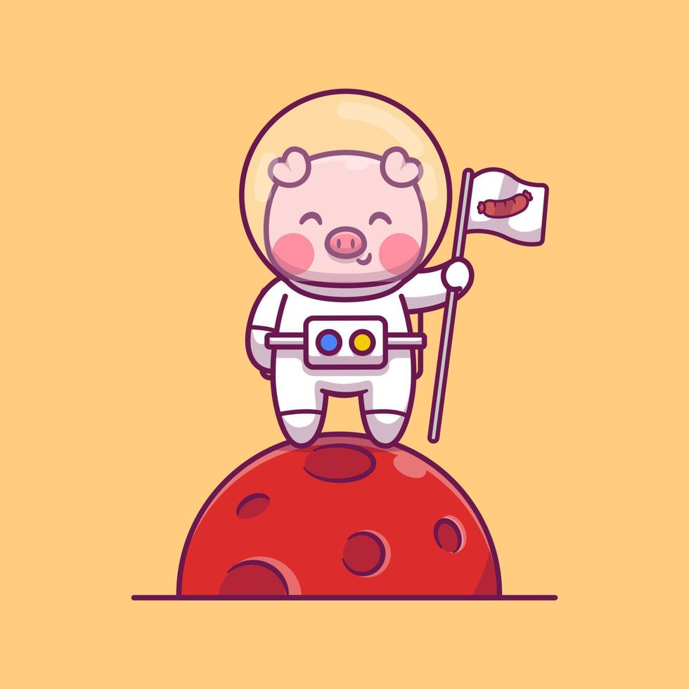 carino maiale astronauta cartone animato vettore icona illustrazione. animale scienza icona concetto isolato premio vettore. piatto cartone animato stile