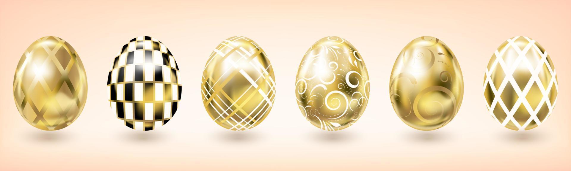 giallo oro Pasqua uovo con geometrico arredamento vettore