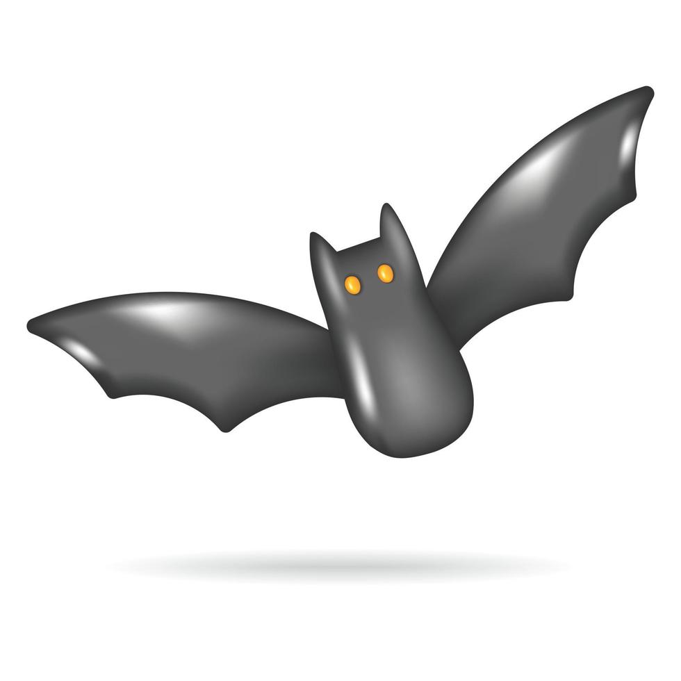 carino 3d nero pipistrello icona contento Halloween decorativo elementi oggetti vacanza cartone animato icona trucco o trattare spaventoso fischio vettore illustrazione