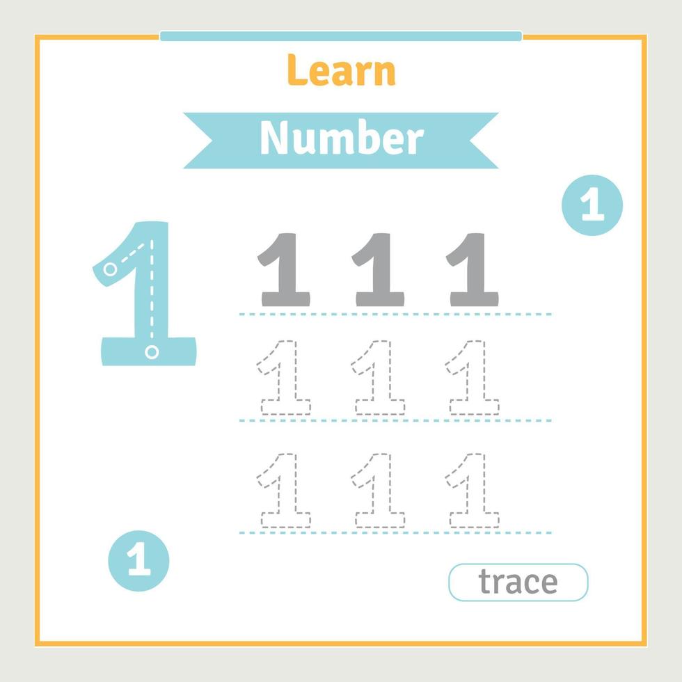 indietro per scuola foglio di lavoro per bambini con numero tracciato divertimento vettore prescolastico numero illustrazione per bambini apprendimento attività alfabeto colorazione libro