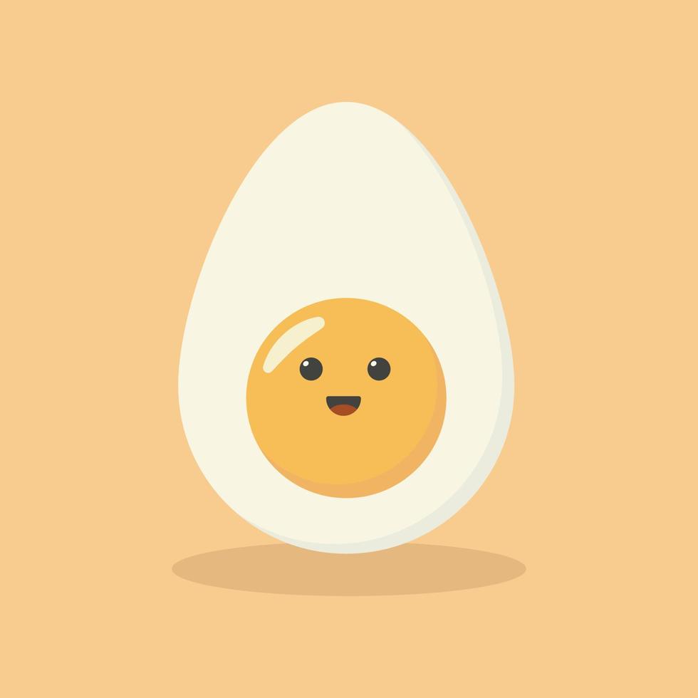 carino cartone animato personaggio design di uovo vettore illustrazione isolato su giallo sfondo. contento carino sorridente divertente kawaii uovo