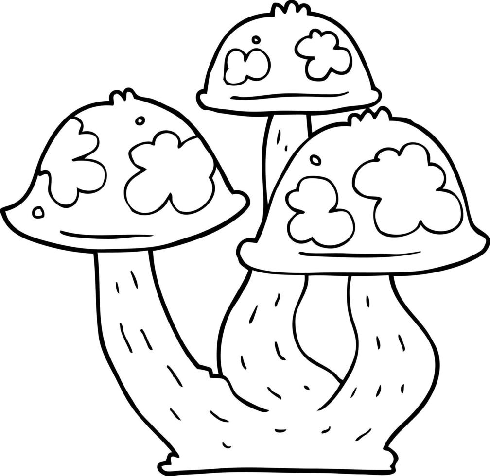 linea disegno cartone animato funghi vettore