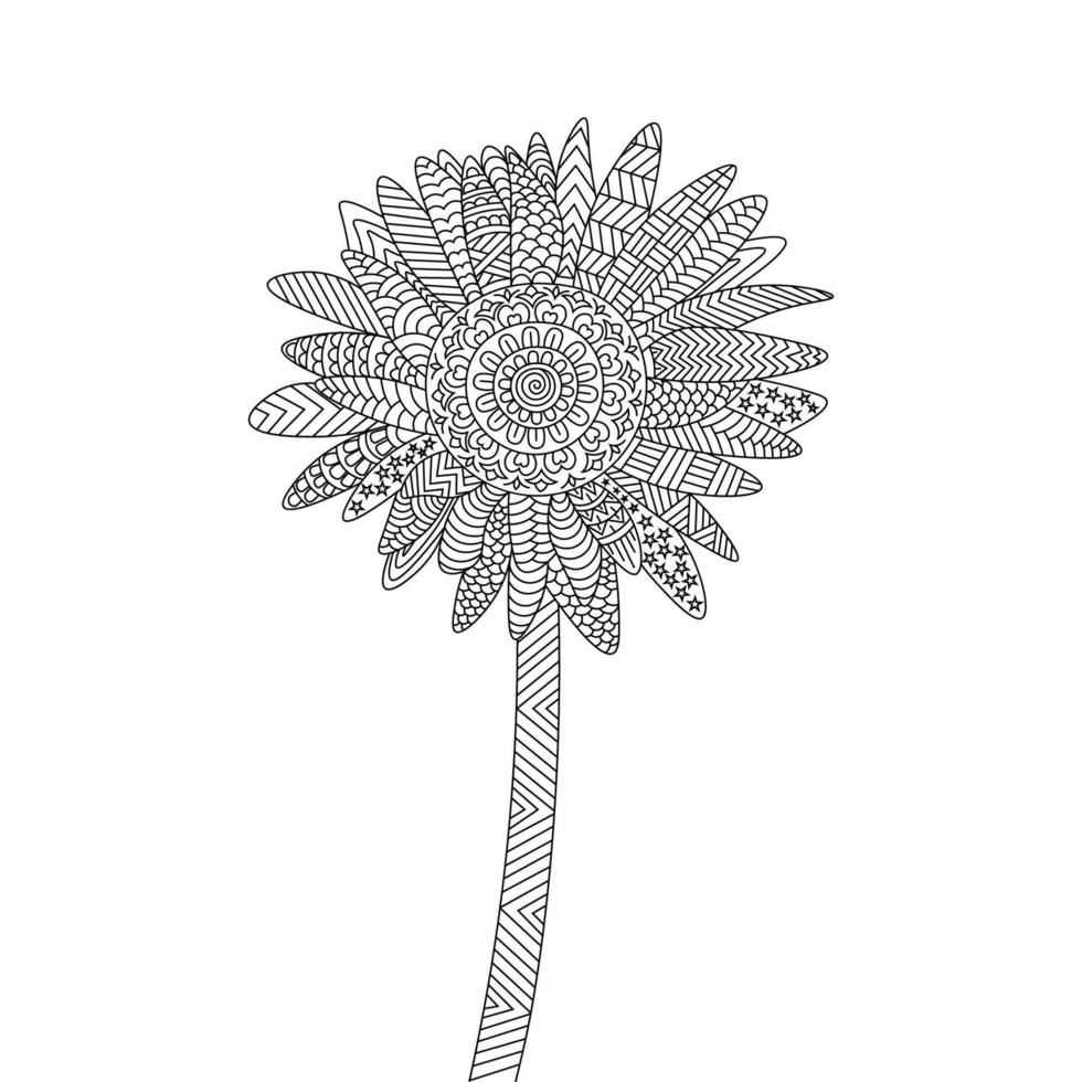 girasole di zentangle colorazione pagina con decorativo fiore sfondo design illustrazione vettore