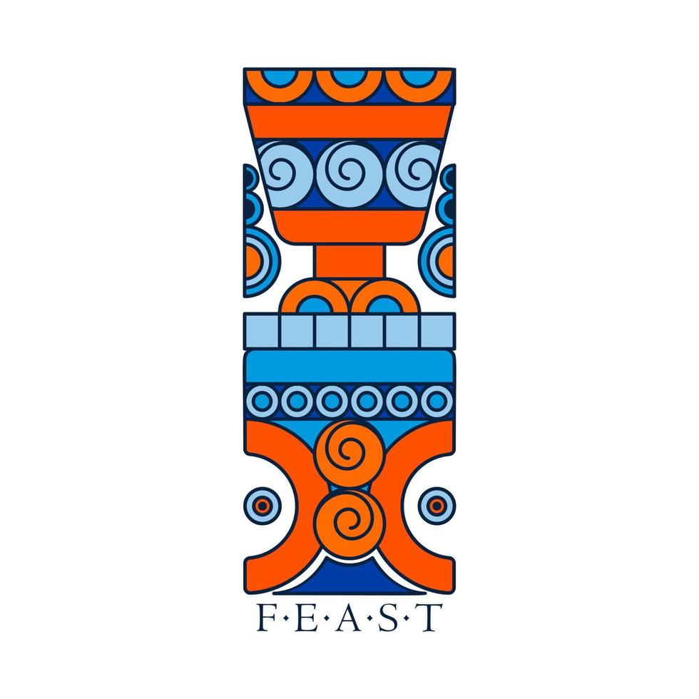 settentrionale fantasia festa emblema. vichingo calice tazza e tavolo vettore