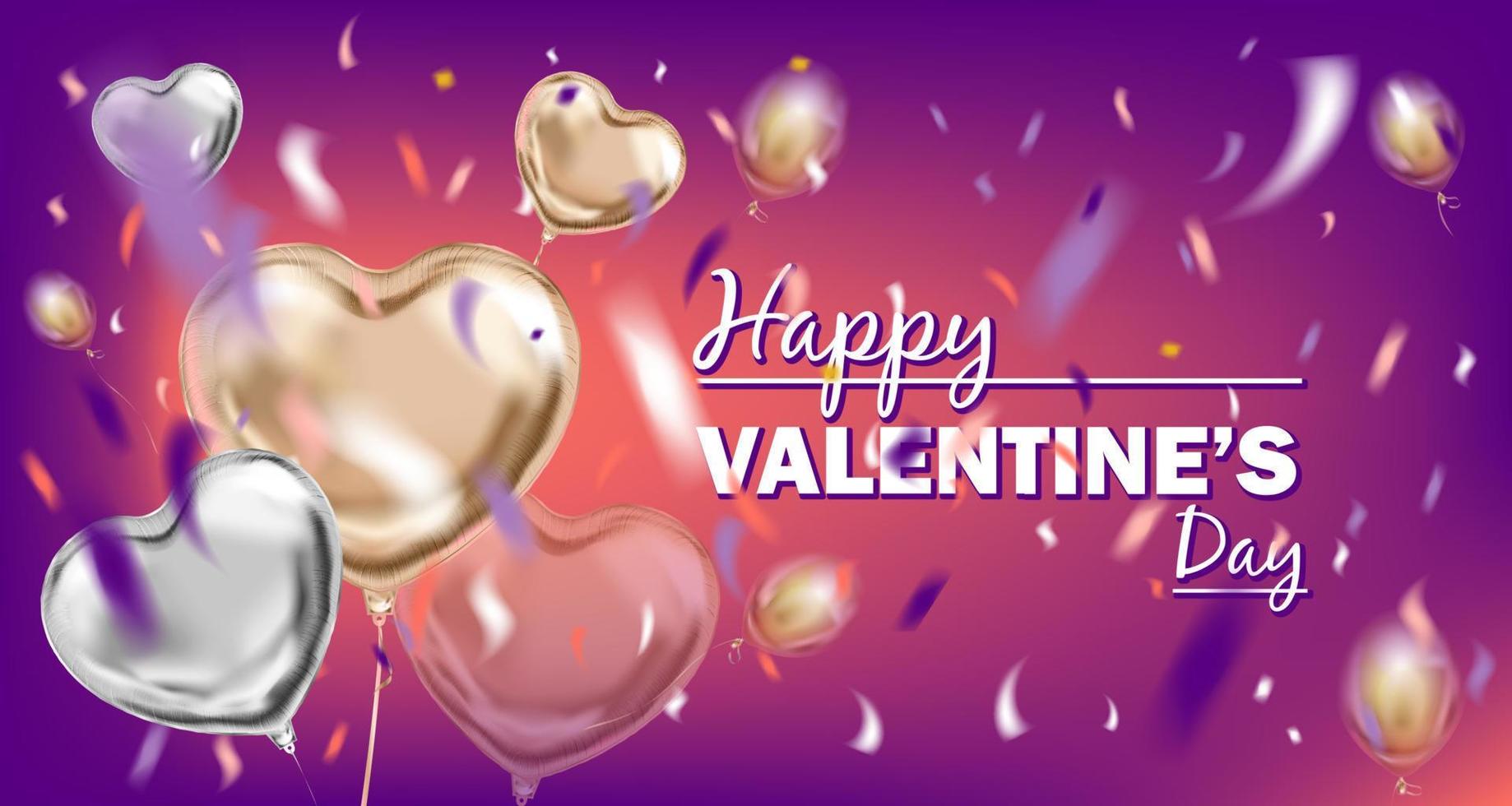 contento san valentino giorno viola Immagine con Foglio Palloncino mazzo vettore